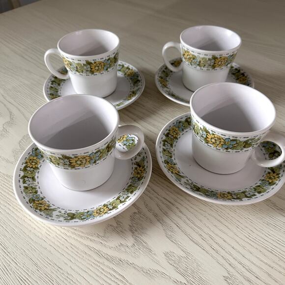 Noritake China Tea Coffee Cups Saucer Japan Springfield 9026 Set of 4 - Picture 1 of 4